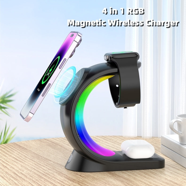 4-in-1 Magnetic Wireless Charger – Fast Station with Ambient Light